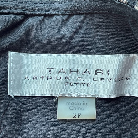 Tahari new with tags black and gold sequin sheath dress lined NWT size 2P formal - Picture 8 of 17